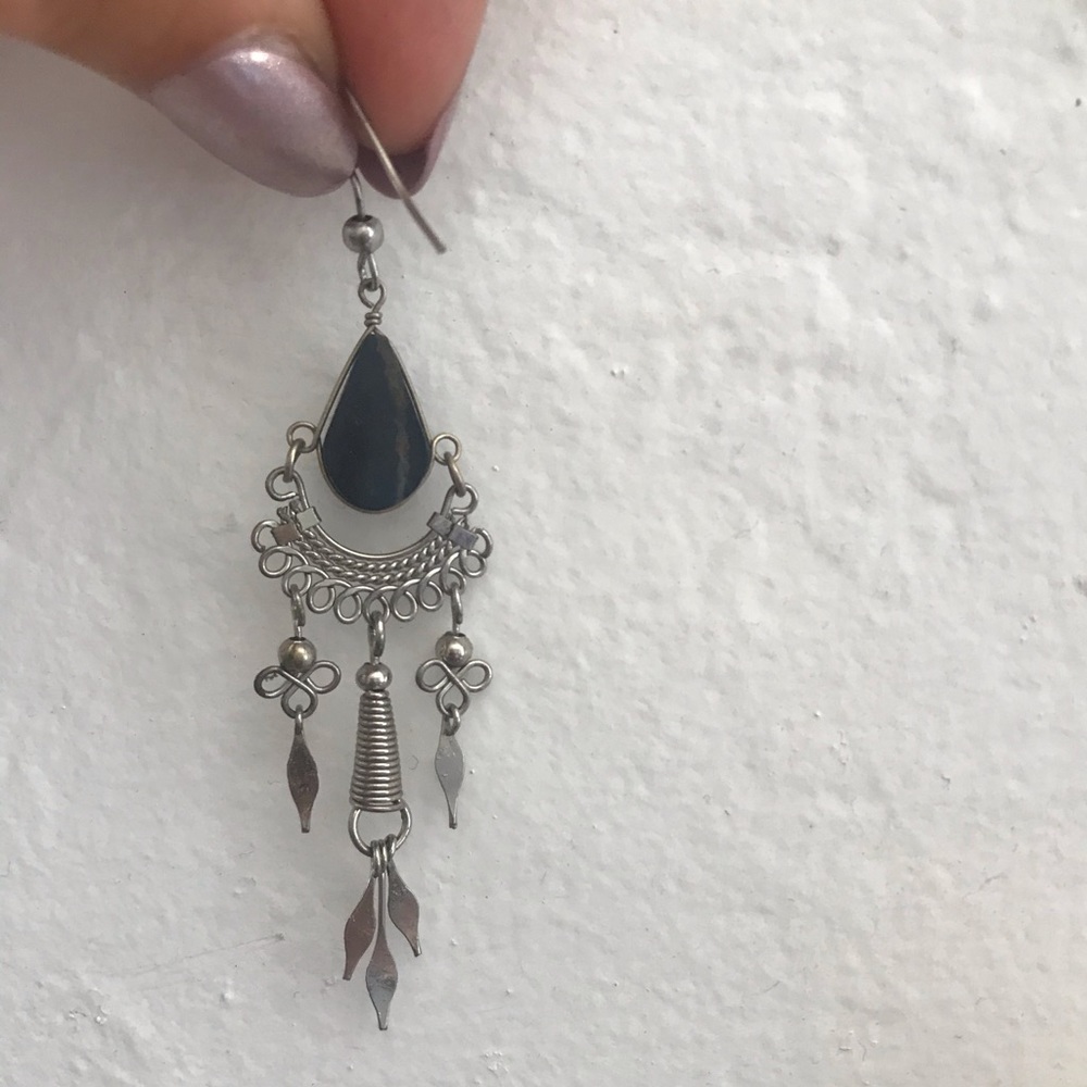 Bohemian Black and silver dangly earrings